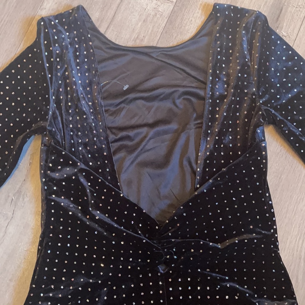 Express Velvet Little Black Dress with Sparkling Details - Picture 5 of 7